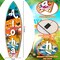 4 Pcs Summer Giant Surfboard Wall Decor Large Wooden Beach Surfboard Wall Hanging Sign Wood Surf Boards for Decorating Foldable Tropical Wall Decor for Bedroom Home Bar Party